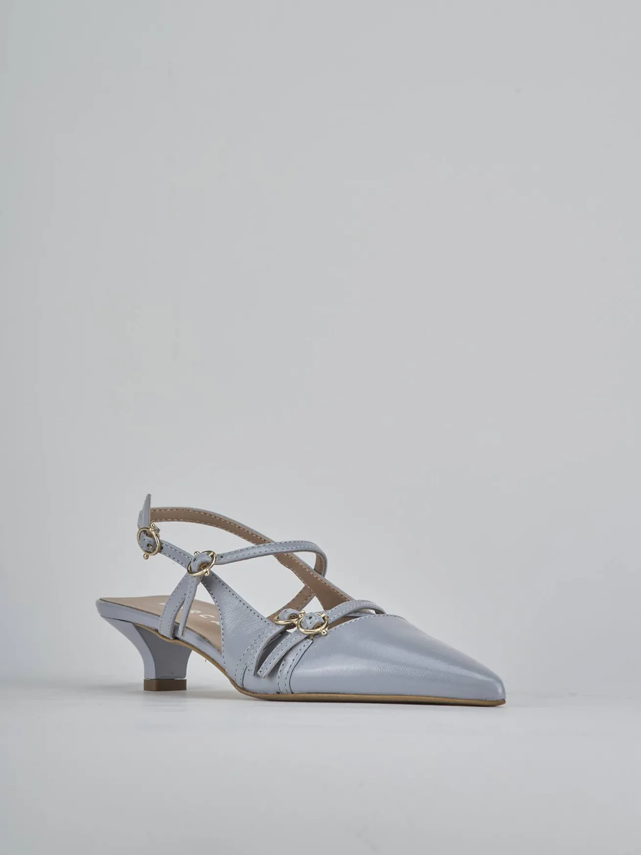 Slingback tacco 3cm vernice azzurro