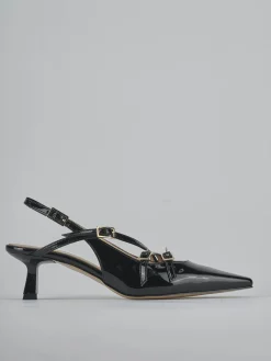 Slingback tacco 7cm vernice nero