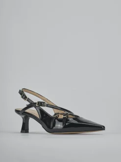 Slingback tacco 7cm vernice nero