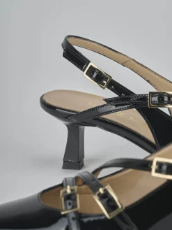 Slingback tacco 7cm vernice nero