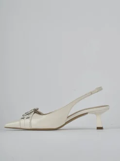 Slingback tacco 7cm vernice bianco