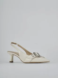 Slingback tacco 7cm vernice bianco
