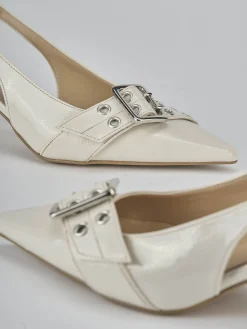 Slingback tacco 7cm vernice bianco
