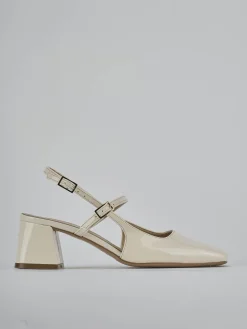 Slingback tacco 5cm vernice bianco