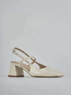 Slingback tacco 5cm vernice bianco