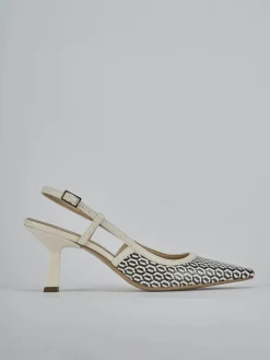 Slingback tacco 7cm vernice bianco