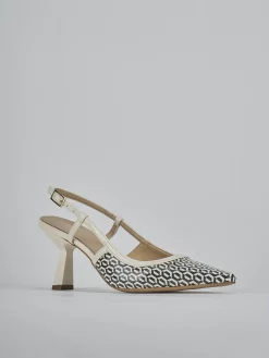 Slingback tacco 7cm vernice bianco