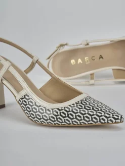 Slingback tacco 7cm vernice bianco