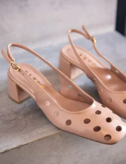 Slingback tacco 5cm vernice beige