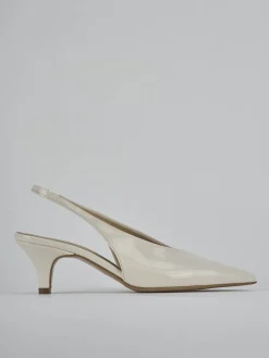 Slingback tacco 4cm vernice bianco