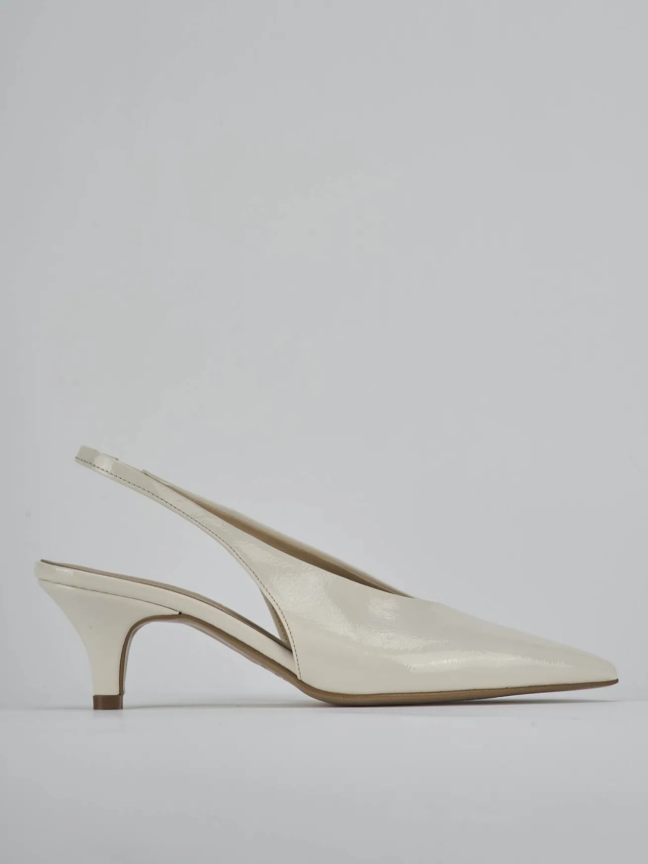 Slingback tacco 4cm vernice bianco
