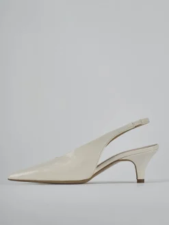 Slingback tacco 4cm vernice bianco