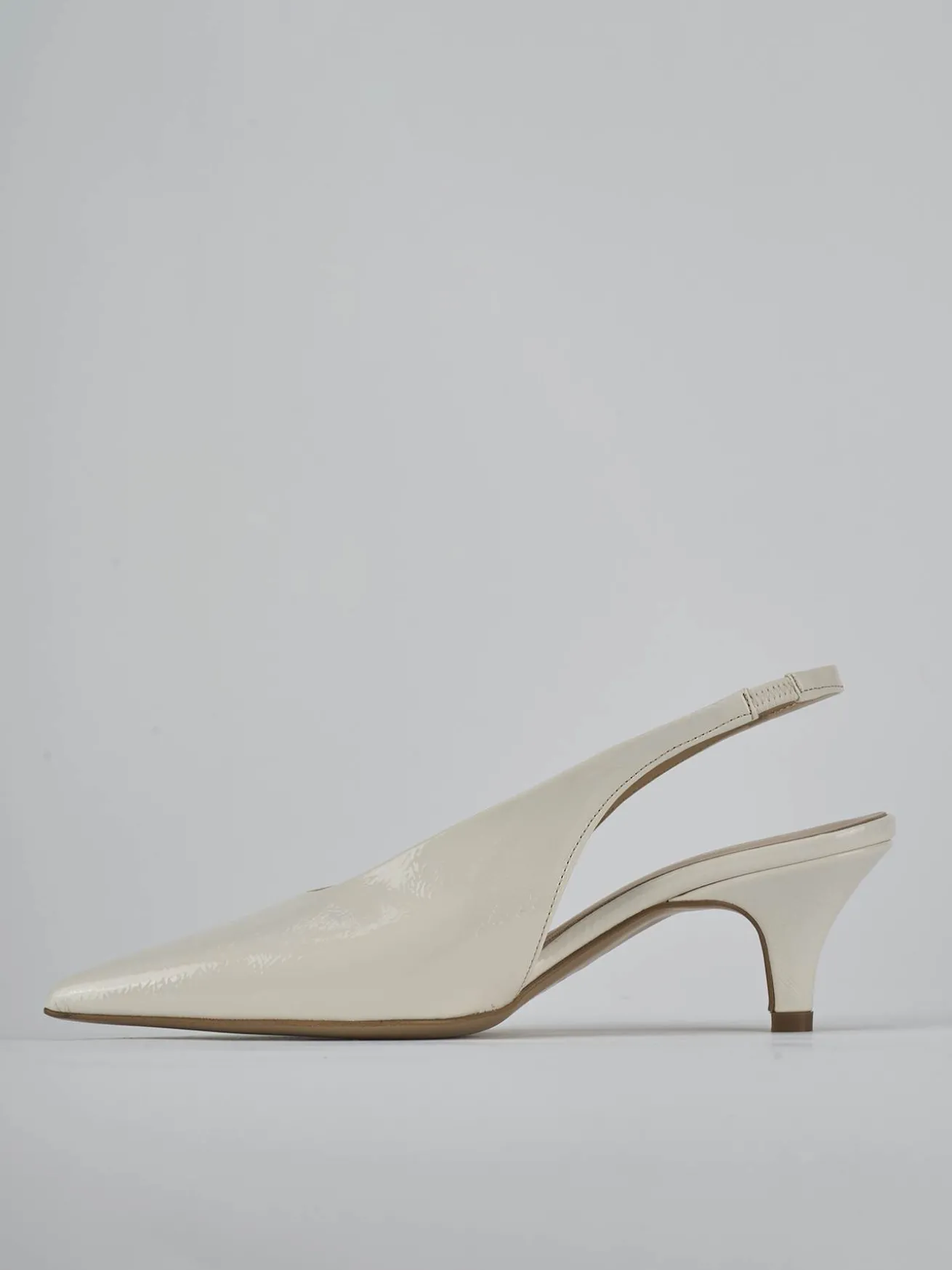 Slingback tacco 4cm vernice bianco