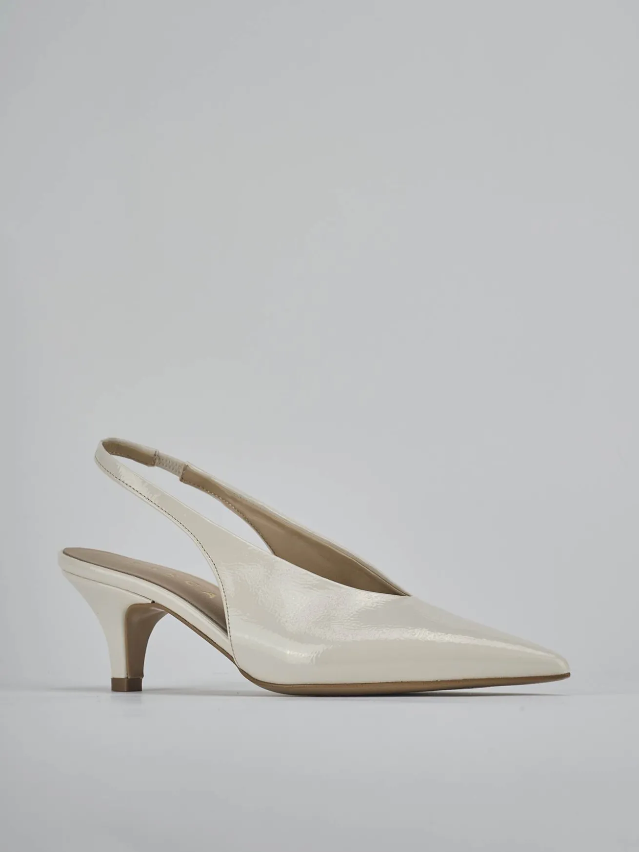 Slingback tacco 4cm vernice bianco