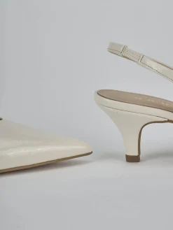 Slingback tacco 4cm vernice bianco