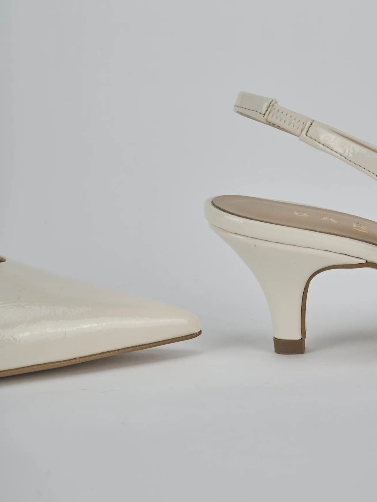 Slingback tacco 4cm vernice bianco