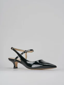 Slingback tacco 4cm vernice nero