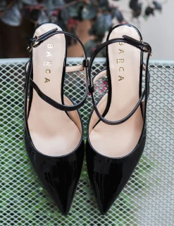 Slingback tacco 4cm vernice nero