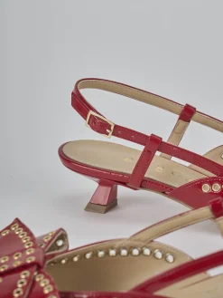 Slingback tacco 4cm vernice rosso
