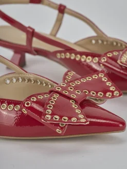 Slingback tacco 4cm vernice rosso