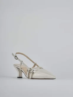 Slingback tacco 6cm vernice beige