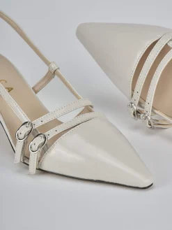 Slingback tacco 6cm vernice beige