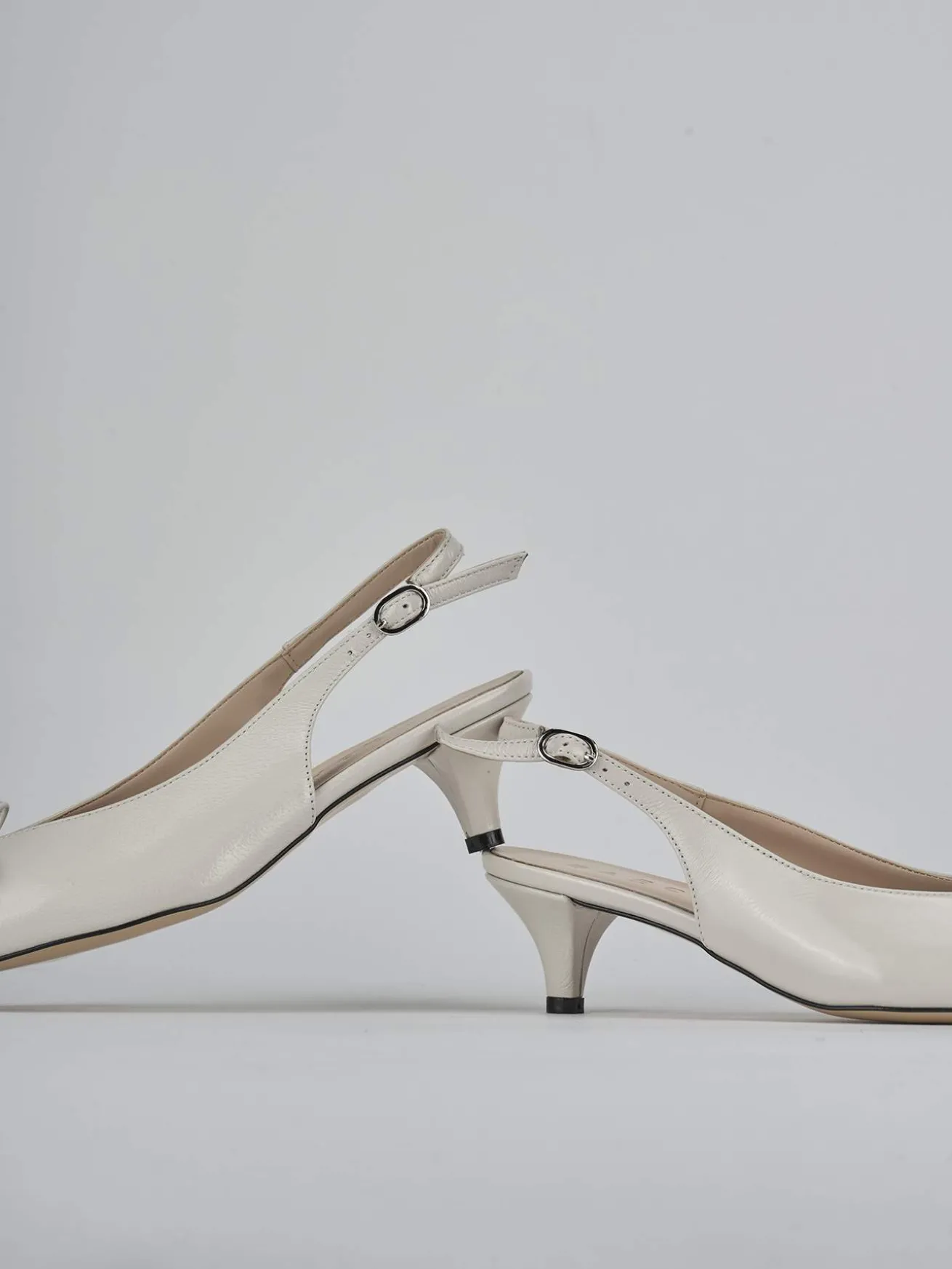 Slingback tacco 5cm vernice beige