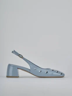 Slingback tacco 5cm vernice azzurro