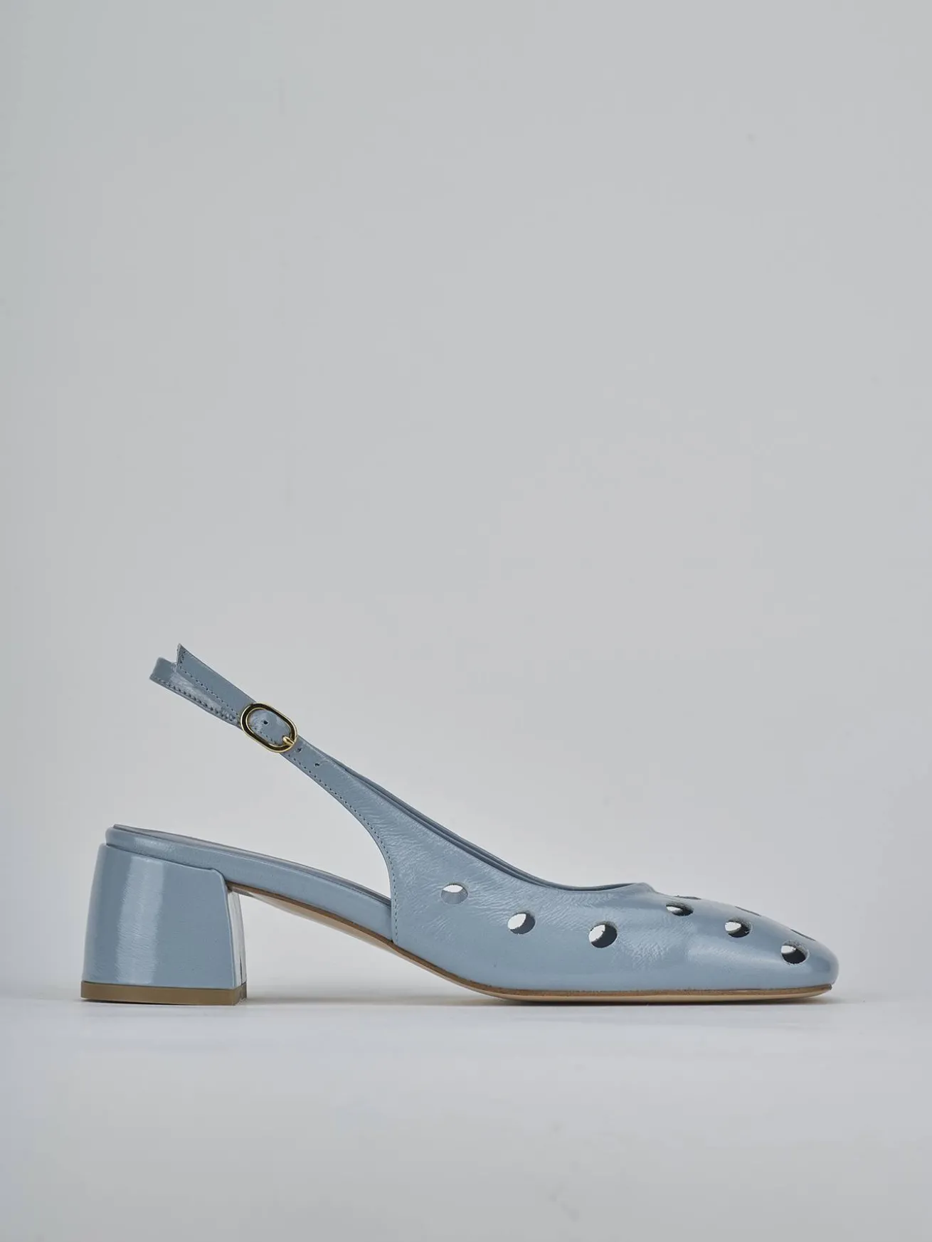 Slingback tacco 5cm vernice azzurro