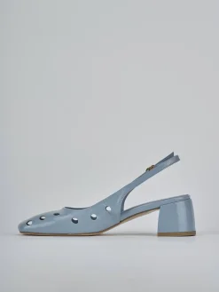 Slingback tacco 5cm vernice azzurro