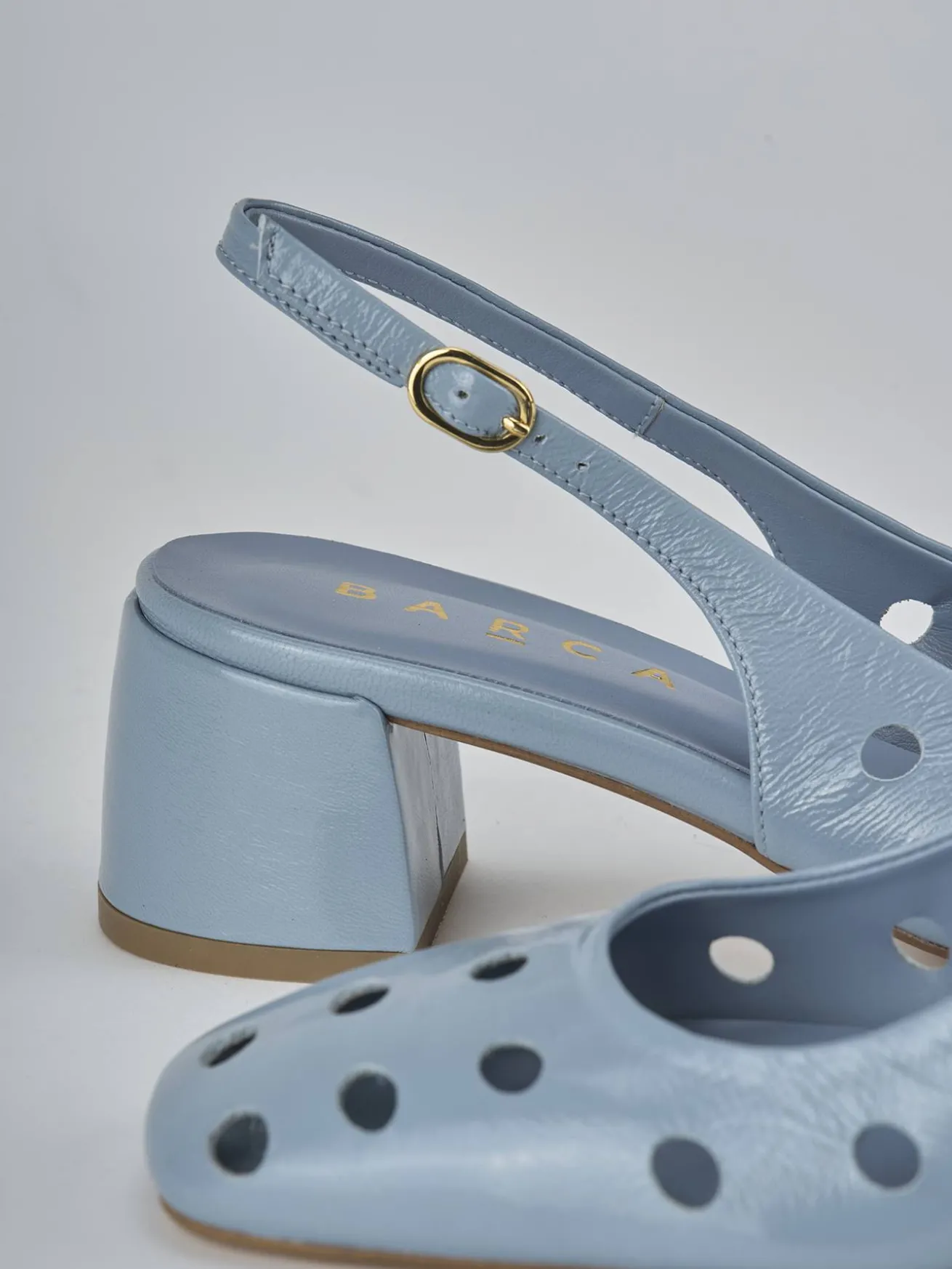 Slingback tacco 5cm vernice azzurro