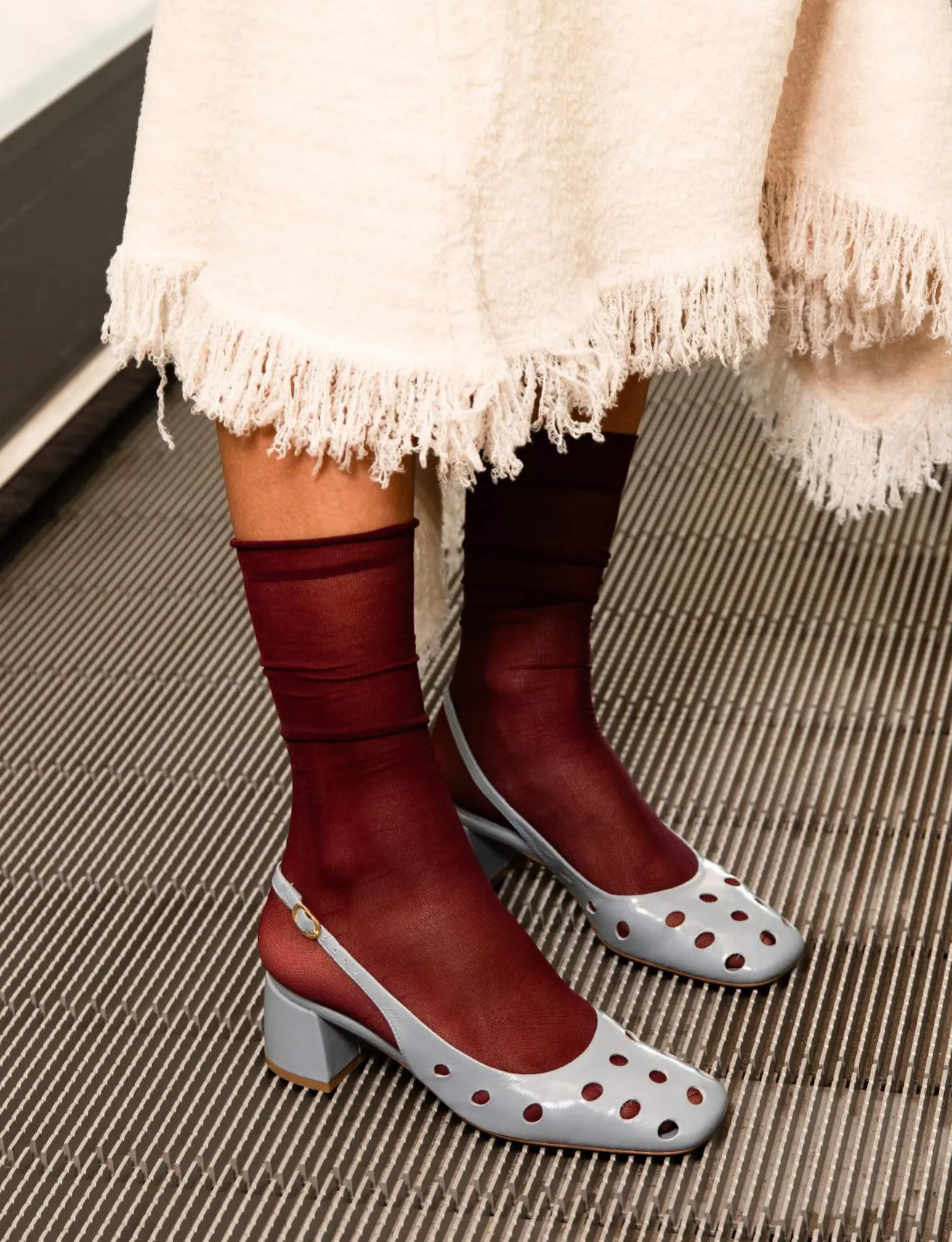 Slingback tacco 5cm vernice azzurro