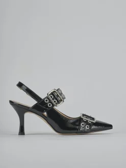 Slingback tacco 7cm vernice nero
