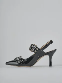 Slingback tacco 7cm vernice nero