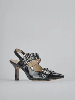 Slingback tacco 7cm vernice nero