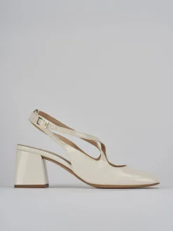 Slingback tacco 7cm vernice bianco