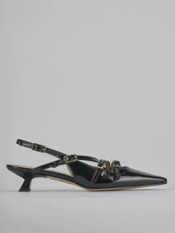 Slingback tacco 4cm vernice nero