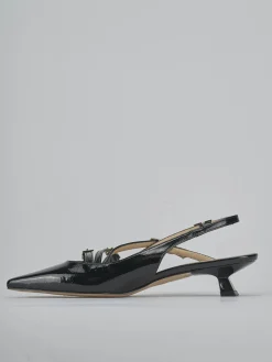 Slingback tacco 4cm vernice nero