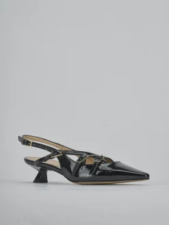Slingback tacco 4cm vernice nero