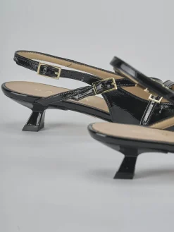 Slingback tacco 4cm vernice nero