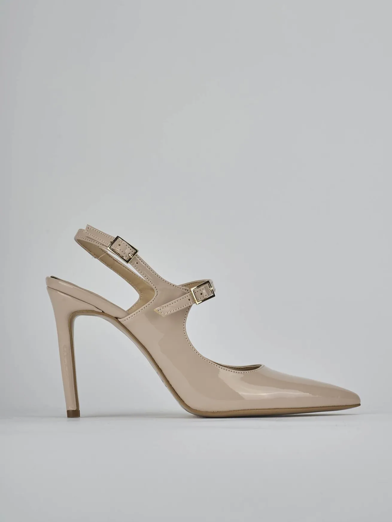 Slingback tacco 6cm vernice beige
