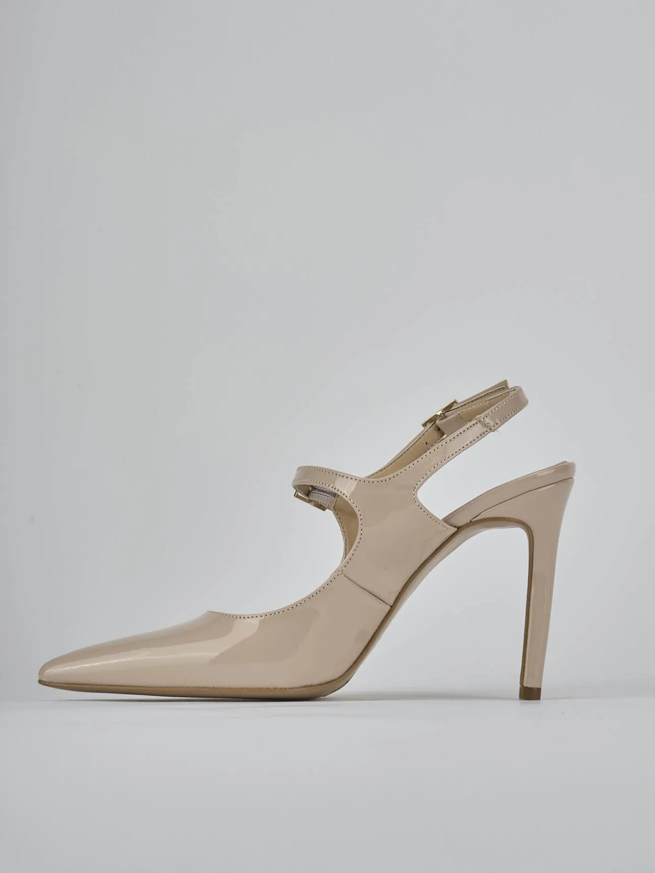Slingback tacco 6cm vernice beige