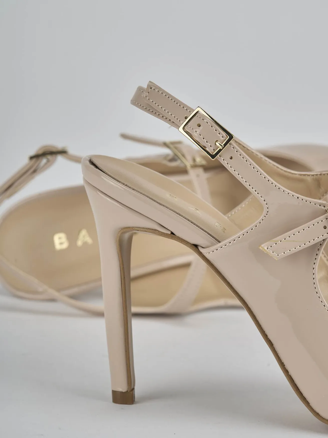 Slingback tacco 6cm vernice beige