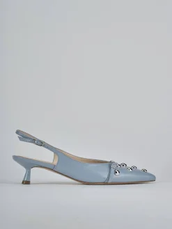 Slingback tacco 5cm vernice azzurro