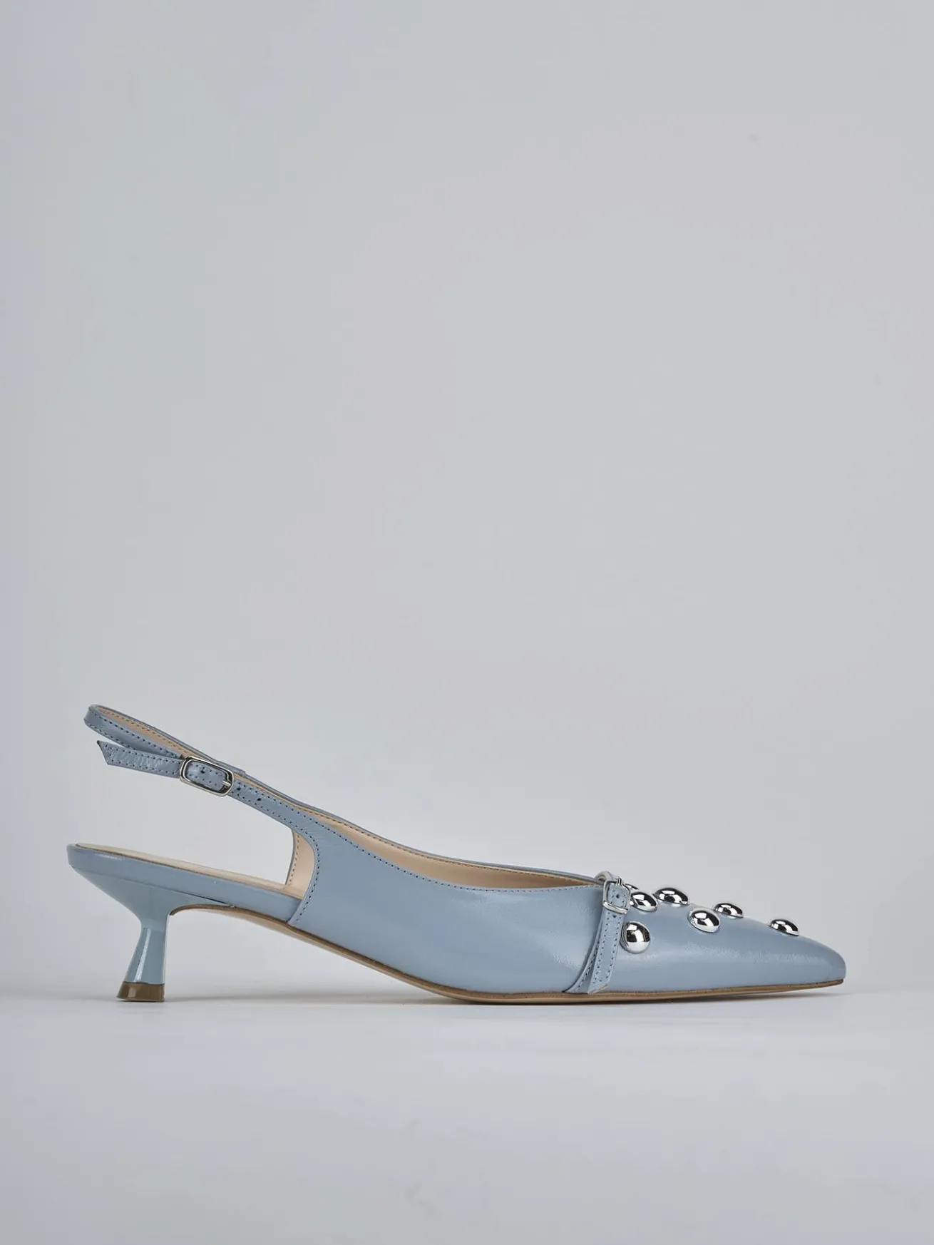 Slingback tacco 5cm vernice azzurro