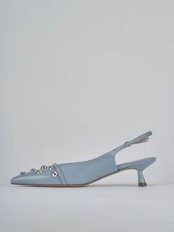 Slingback tacco 5cm vernice azzurro