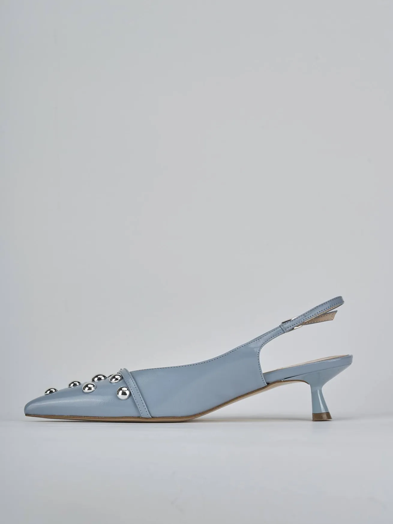 Slingback tacco 5cm vernice azzurro