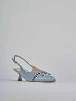 Slingback tacco 5cm vernice azzurro