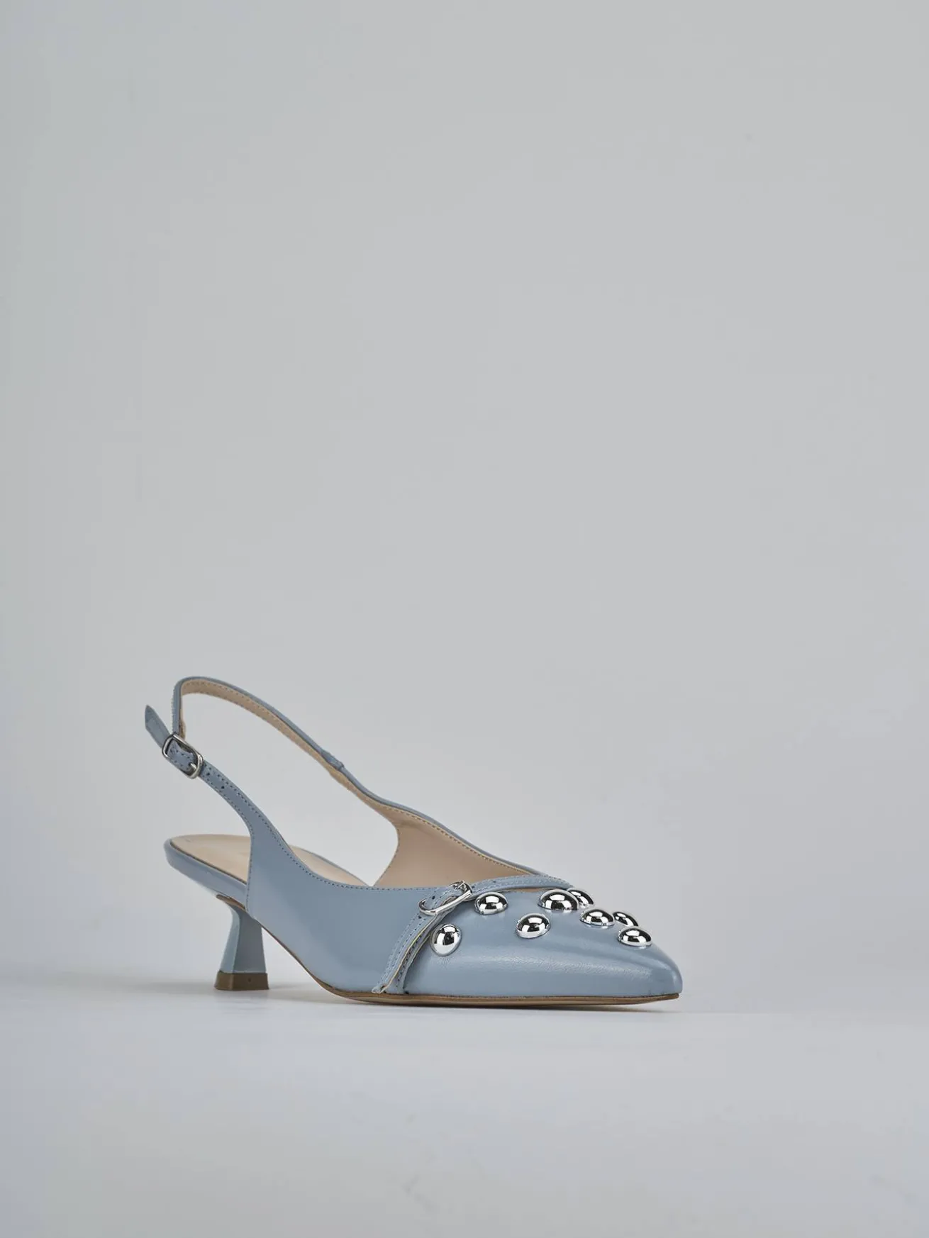 Slingback tacco 5cm vernice azzurro