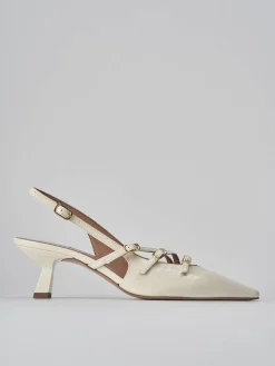 Slingback tacco 6cm vernice bianco